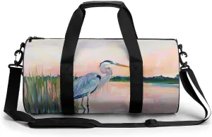 Blue Heron Travel Gym Bag for Women Men Cylindrical Duffle Bag Sport Workout Bag with Shoulder Strap
