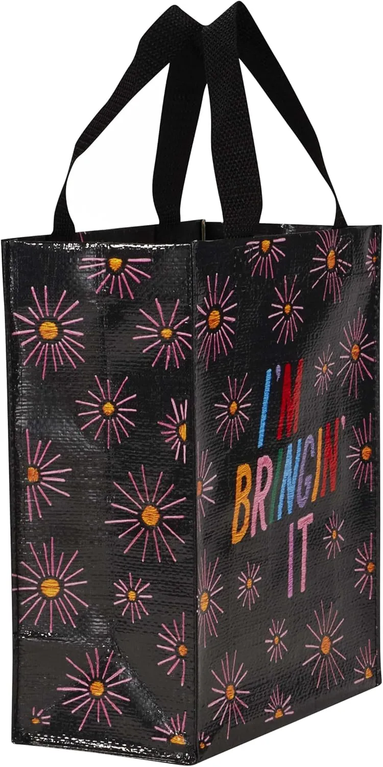Blue Q Handy Tote, I'm Bringin' It. Reusable lunch sack, little gift bag, hostess present, easy-to-wipe-clean, 95% recycled material, 10" h x 8.5" w x 4.5" d