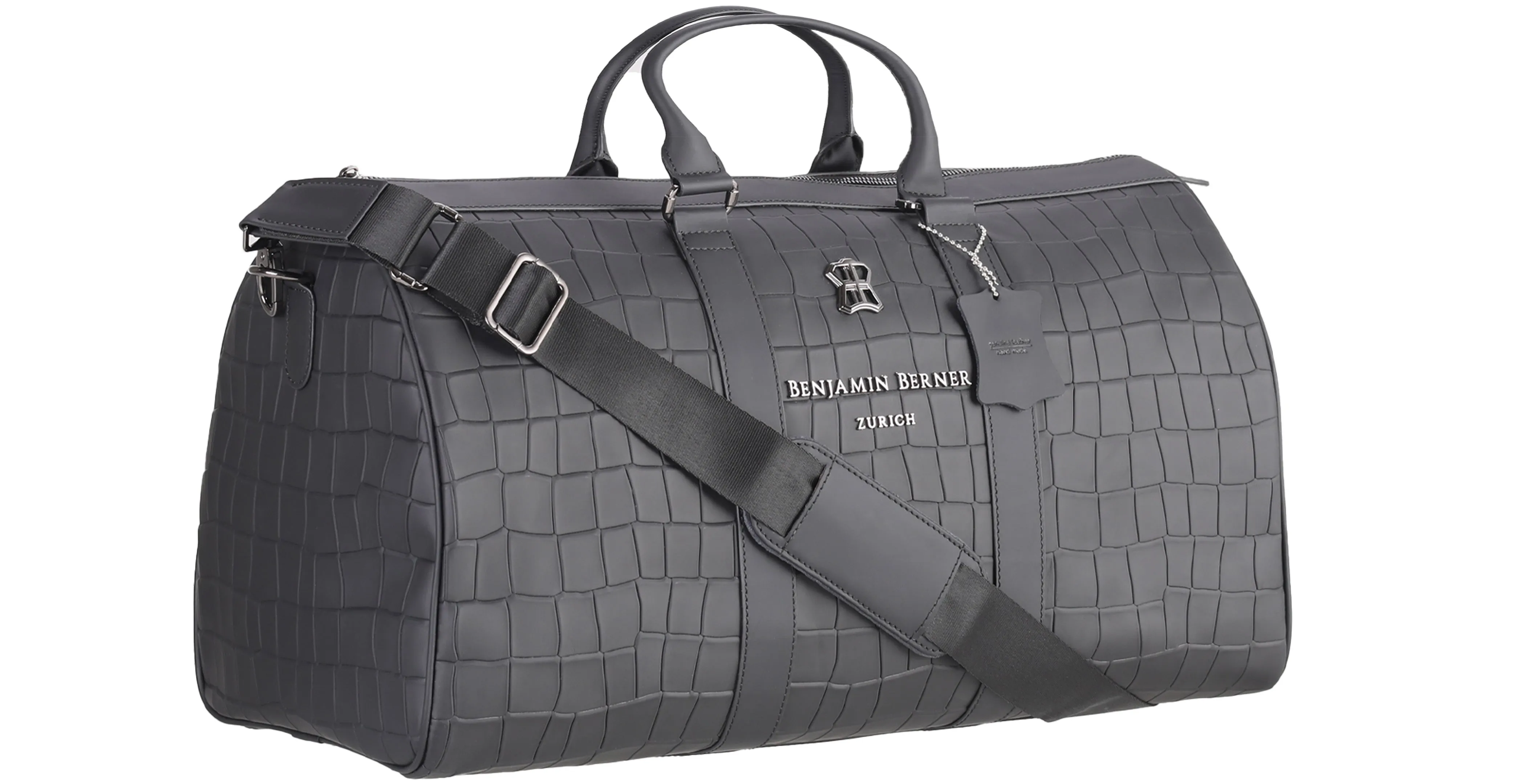 BNJ TRAVEL BAG BLACK MATT  CROCODILE CALFSKIN