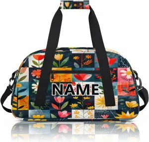 Boho Floral Botanical Mini Gym Bag 18 inch for Women Men Waterproof Custom Flowers Tropical Travel Duffel Bag Carry On Overnight Tote Nurse Bag for Work Fitness Hiking