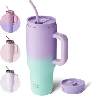 BOTTLE BOTTLE 40 oz Tumbler with Handle and Straw, Stainless Steel Vacuum Travel Mug,Car Cup, water bottle for Gifts Party Office Coffee (Purple Green)