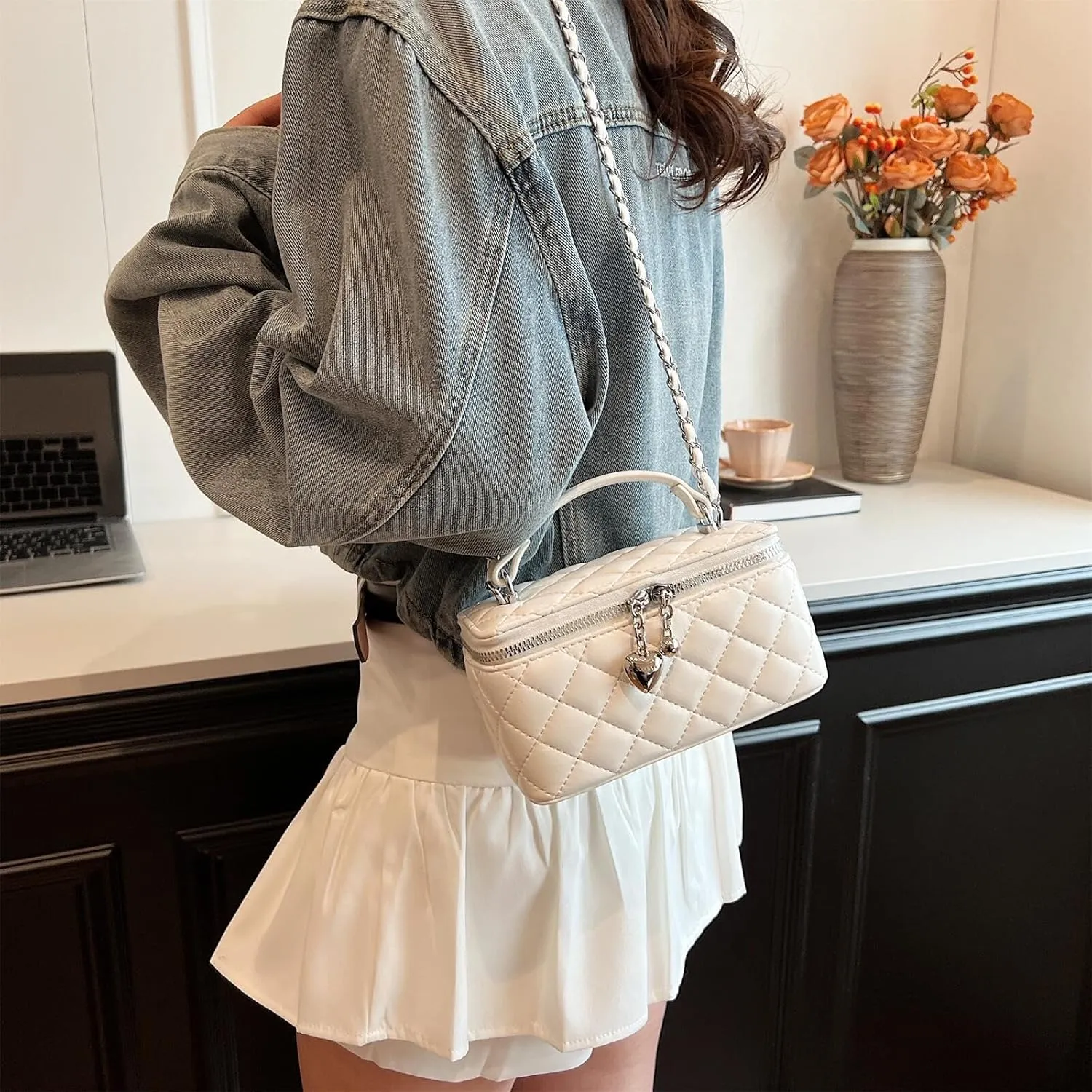 Box Square Handbag Purse for Women Chain Designer Crossbody Shoulder Bag Mini Top-Handle Pouch