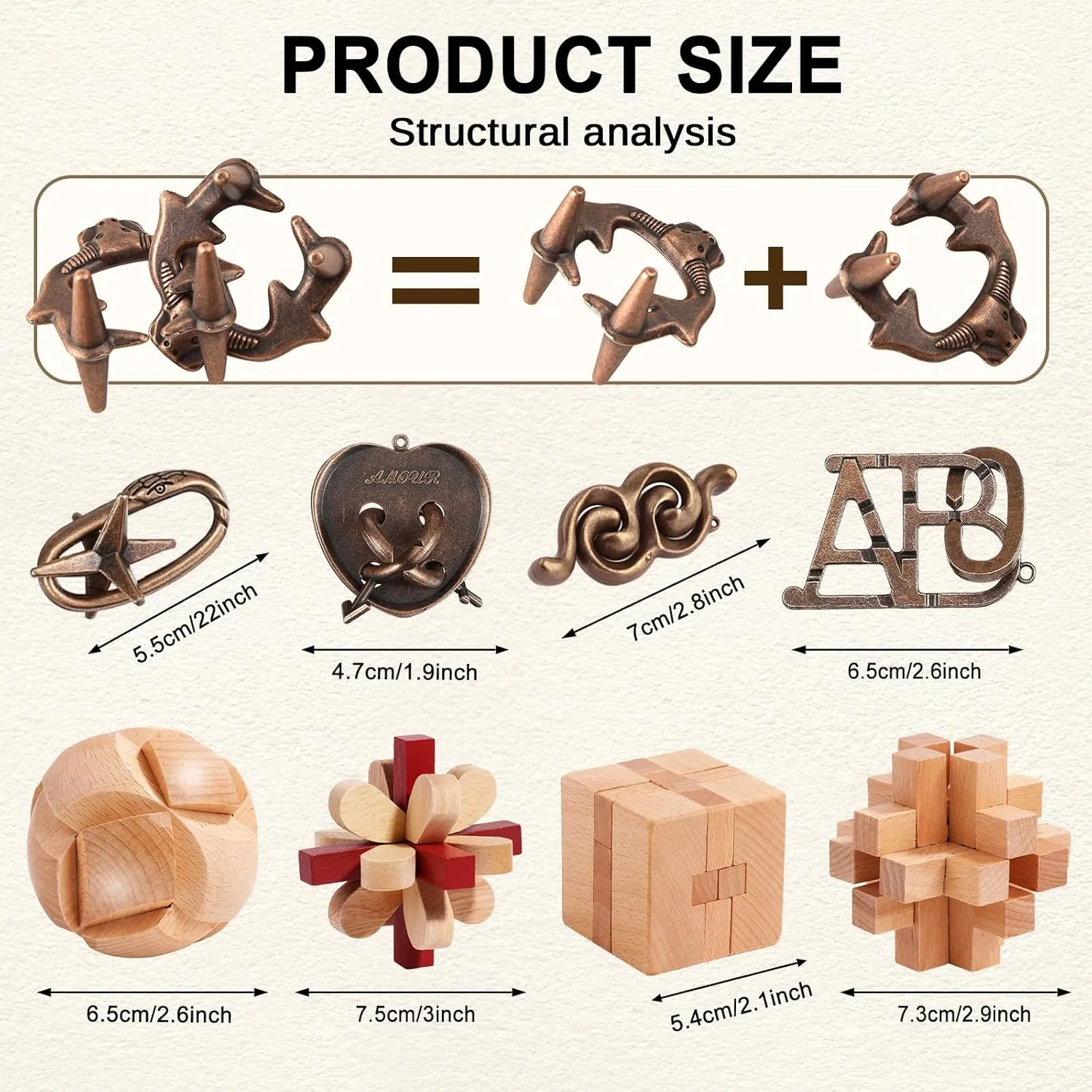 Brain Teaser Puzzles for Adults Disentanglement Puzzles Metal Wooden Brain Teaser Puzzle 16pcs Logic Metal Puzzle for Adult Kid Toy Lock Puzzles Gift for Adults Teenagers Kids