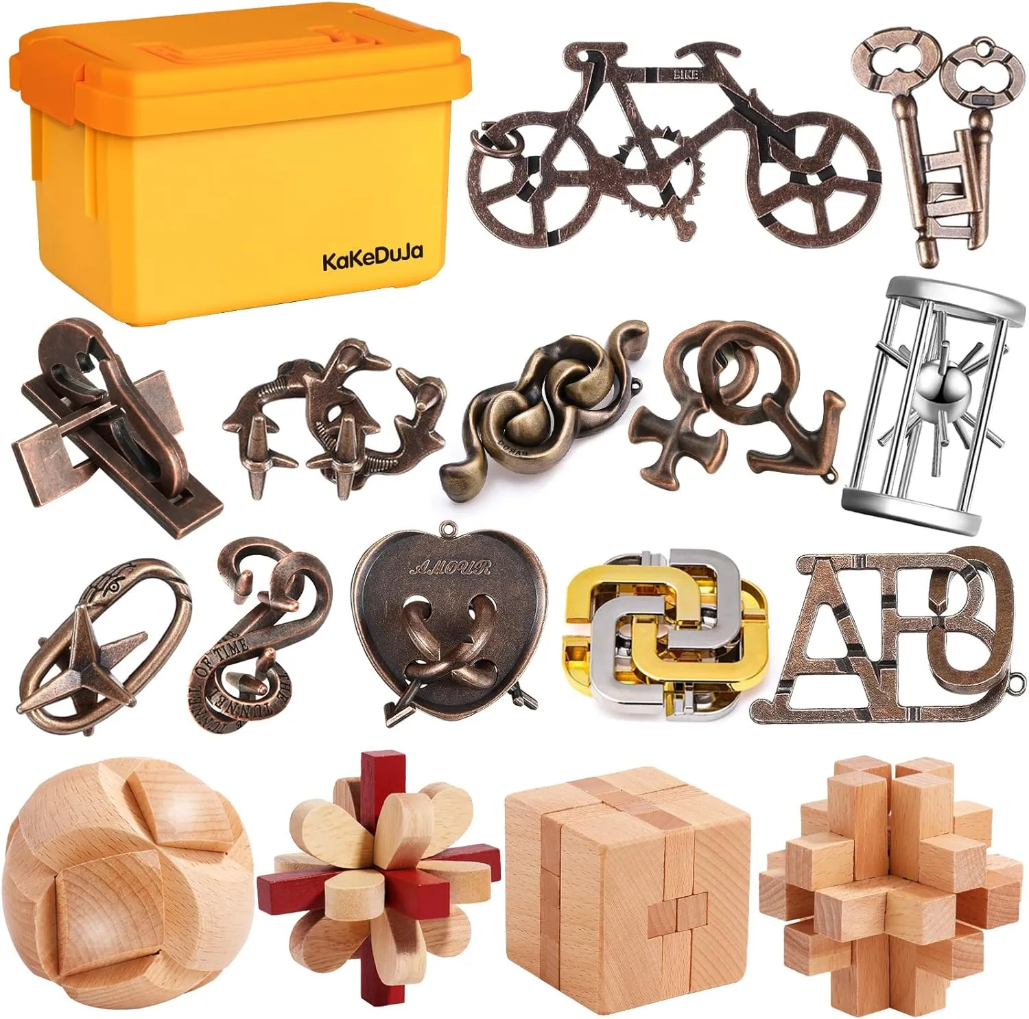 Brain Teaser Puzzles for Adults Disentanglement Puzzles Metal Wooden Brain Teaser Puzzle 16pcs Logic Metal Puzzle for Adult Kid Toy Lock Puzzles Gift for Adults Teenagers Kids