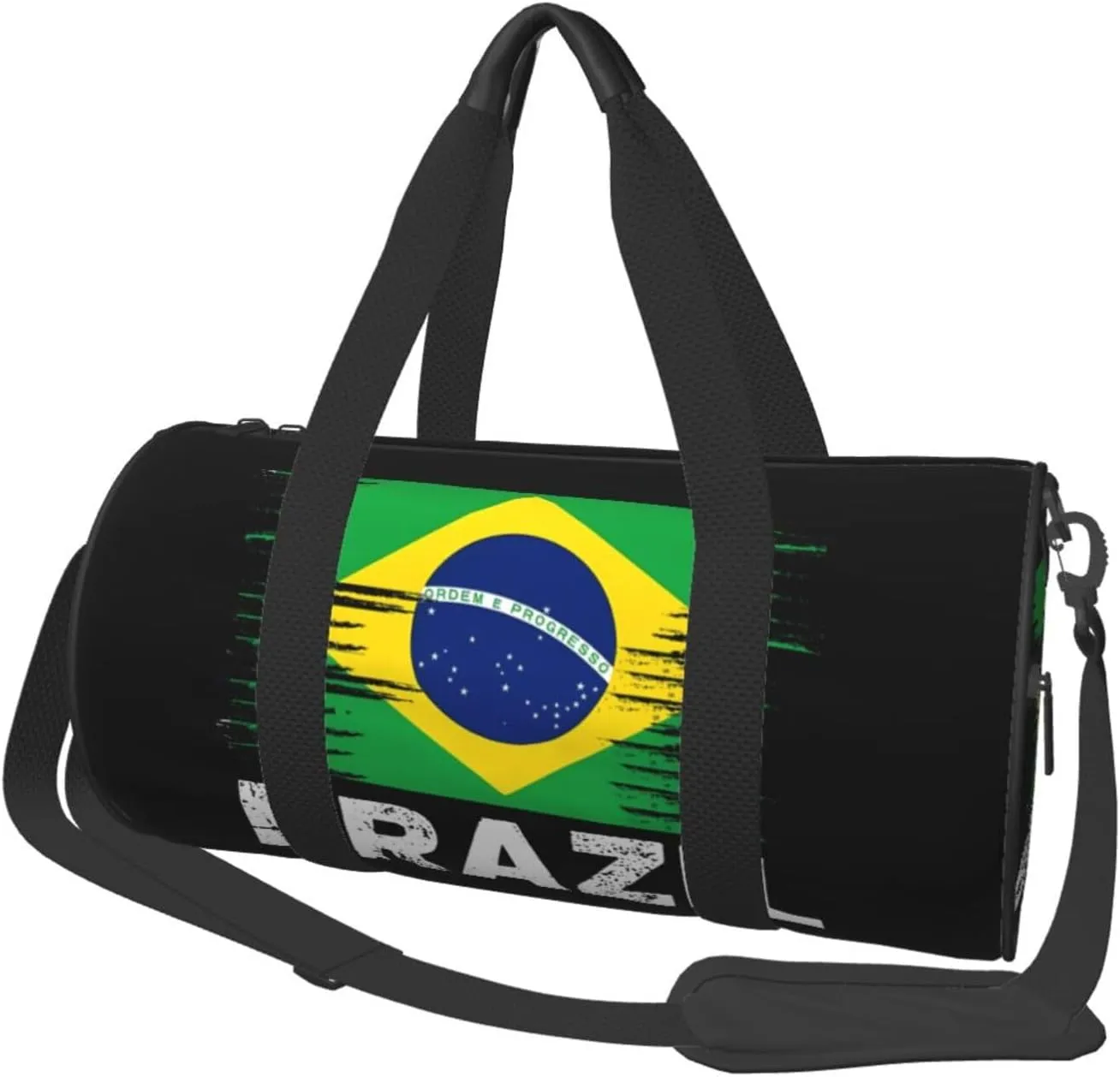 Brazil Flag Round Travel Duffel Bag Large Capacity Gym Sports Bags for Hiking Vacation Trips