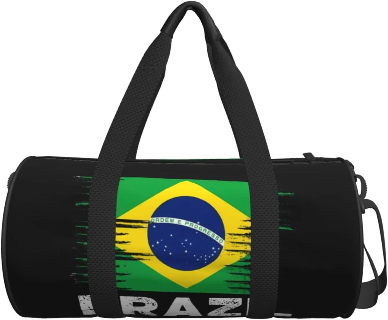 Brazil Flag Round Travel Duffel Bag Large Capacity Gym Sports Bags for Hiking Vacation Trips