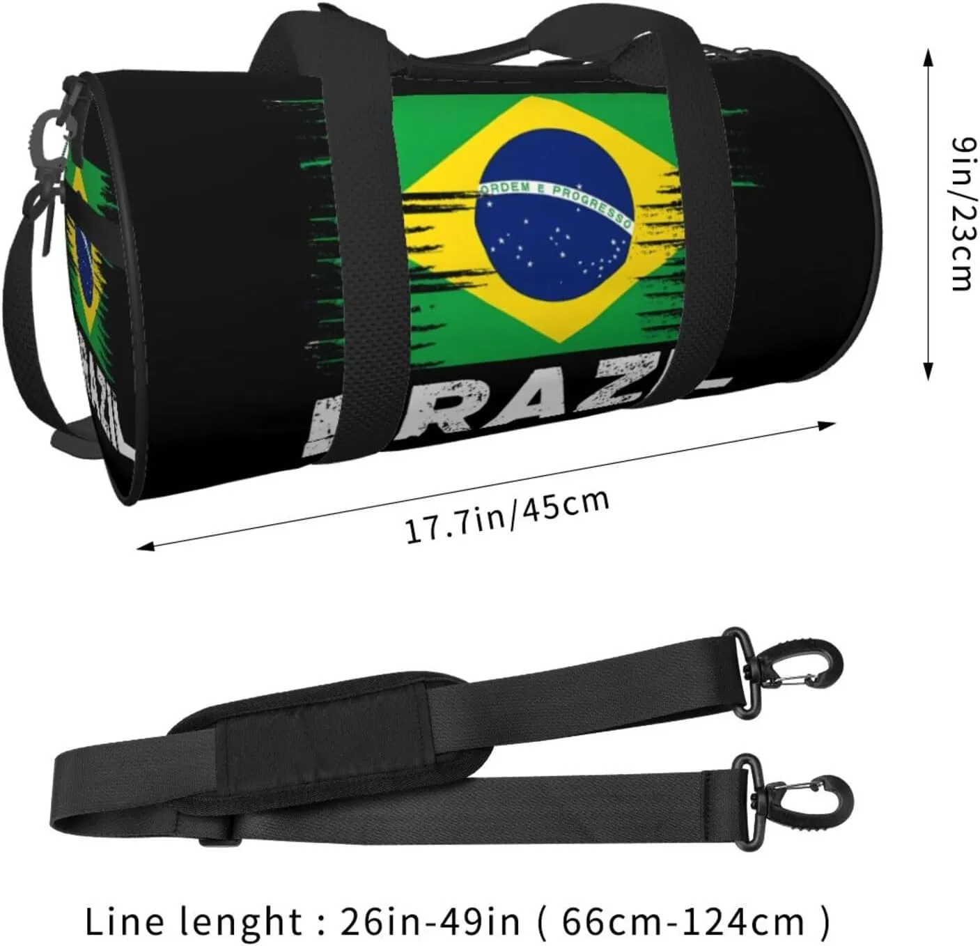 Brazil Flag Round Travel Duffel Bag Large Capacity Gym Sports Bags for Hiking Vacation Trips
