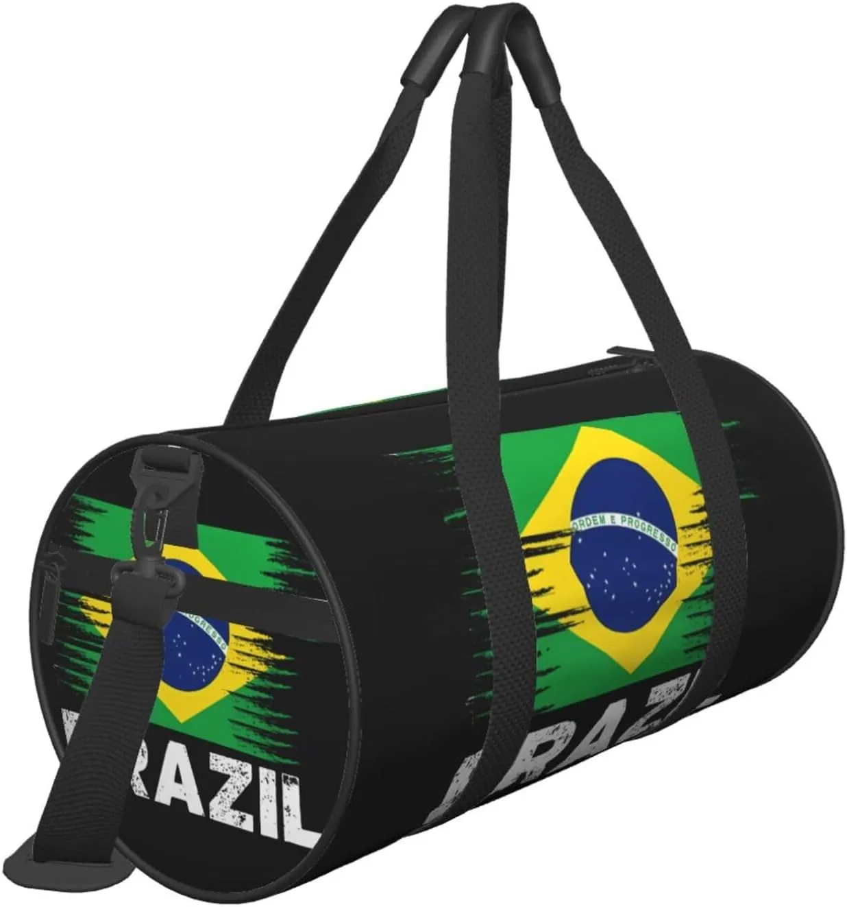 Brazil Flag Round Travel Duffel Bag Large Capacity Gym Sports Bags for Hiking Vacation Trips