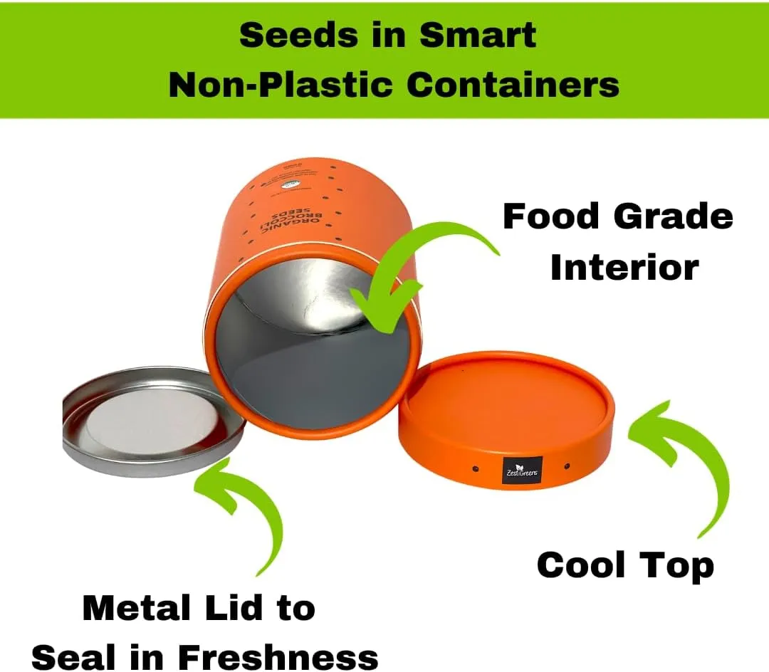 Broccoli Sprouting & Microgreens Seeds -1lb - Organic, Non-GMO, Heirloom Sprout Seeds Kit, Food Grade Colorful Container with Lid for Easier Scooping & Keeping Fresher.