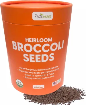 Broccoli Sprouting & Microgreens Seeds -1lb - Organic, Non-GMO, Heirloom Sprout Seeds Kit, Food Grade Colorful Container with Lid for Easier Scooping & Keeping Fresher.