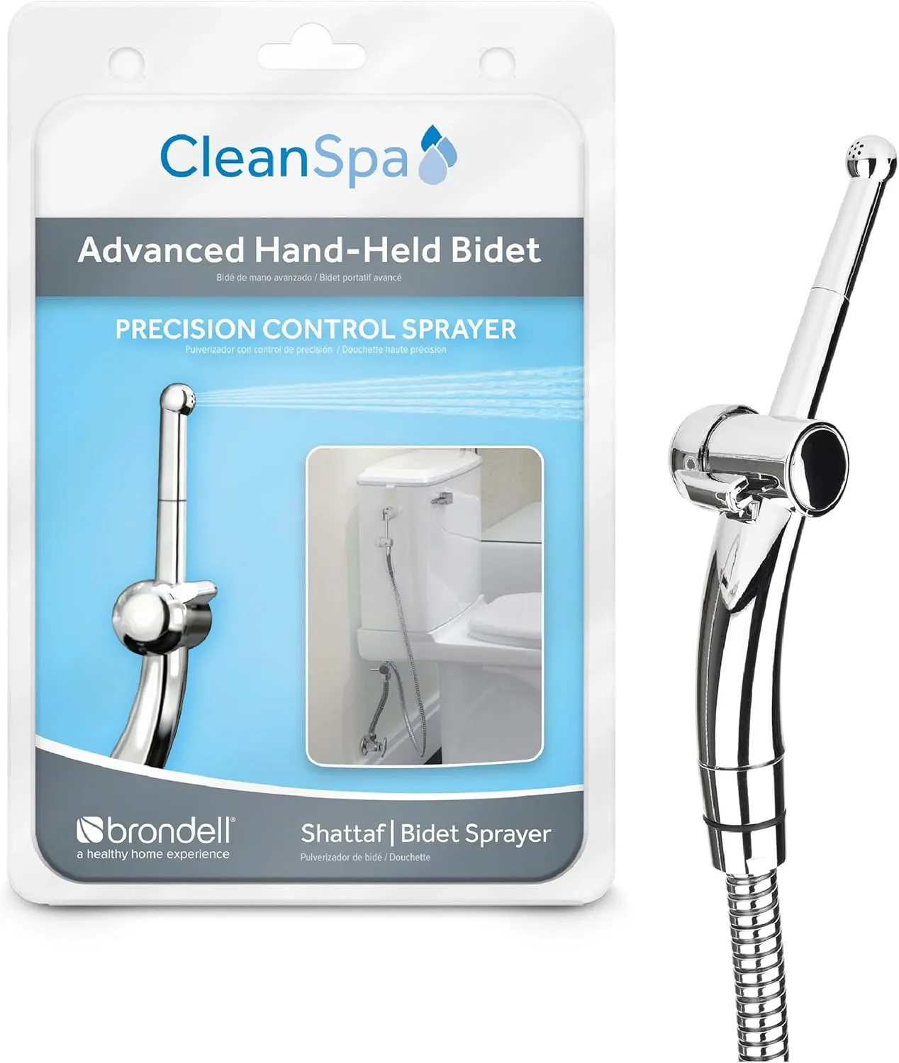 Brondell Hand Held Bidet Sprayer for Toilet: Brondell CleanSpa Advanced Bidet Attachment, Precision Pressure Control Jet Spray, Ergonomic Handheld Bidet for Toilet, Toilet Water Sprayer & Hose Set