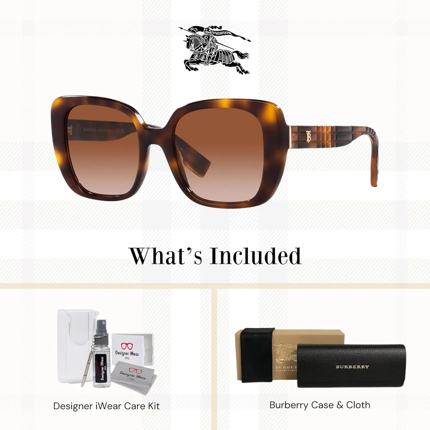 BURBERRY Helena BE4371 Square Sunglasses for Women   BUNDLE With Designer iWear Complimentary Eyewear Kit