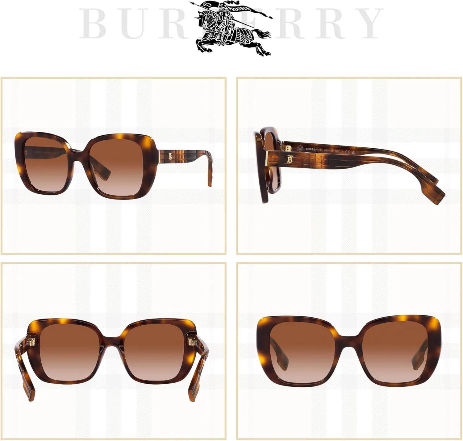 BURBERRY Helena BE4371 Square Sunglasses for Women   BUNDLE With Designer iWear Complimentary Eyewear Kit