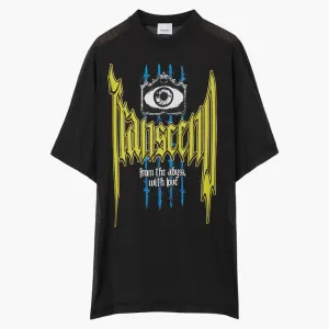 Burberry Slogan-print Perforated T-shirt Black