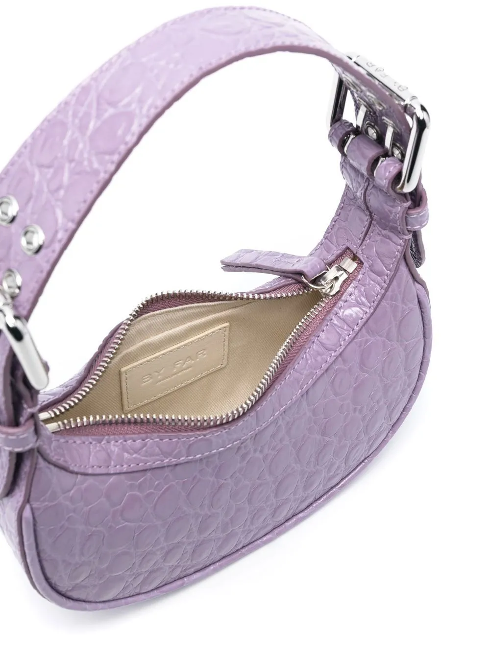 By Far Pre Mini Soho Croco Embossed Leather Shoulder Bag