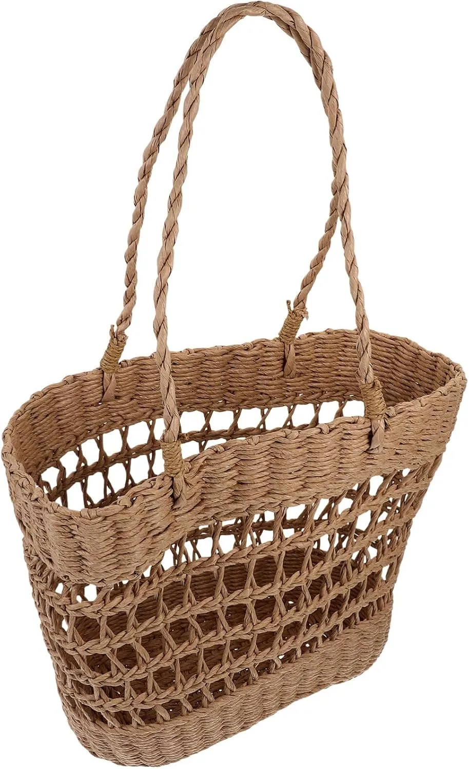 Cabilock Crochet Tote Bag Mesh Beach Bag Hobo Bag Fairy Aesthetic Shoulder Bag Summer Hollow Woven Storage Basket