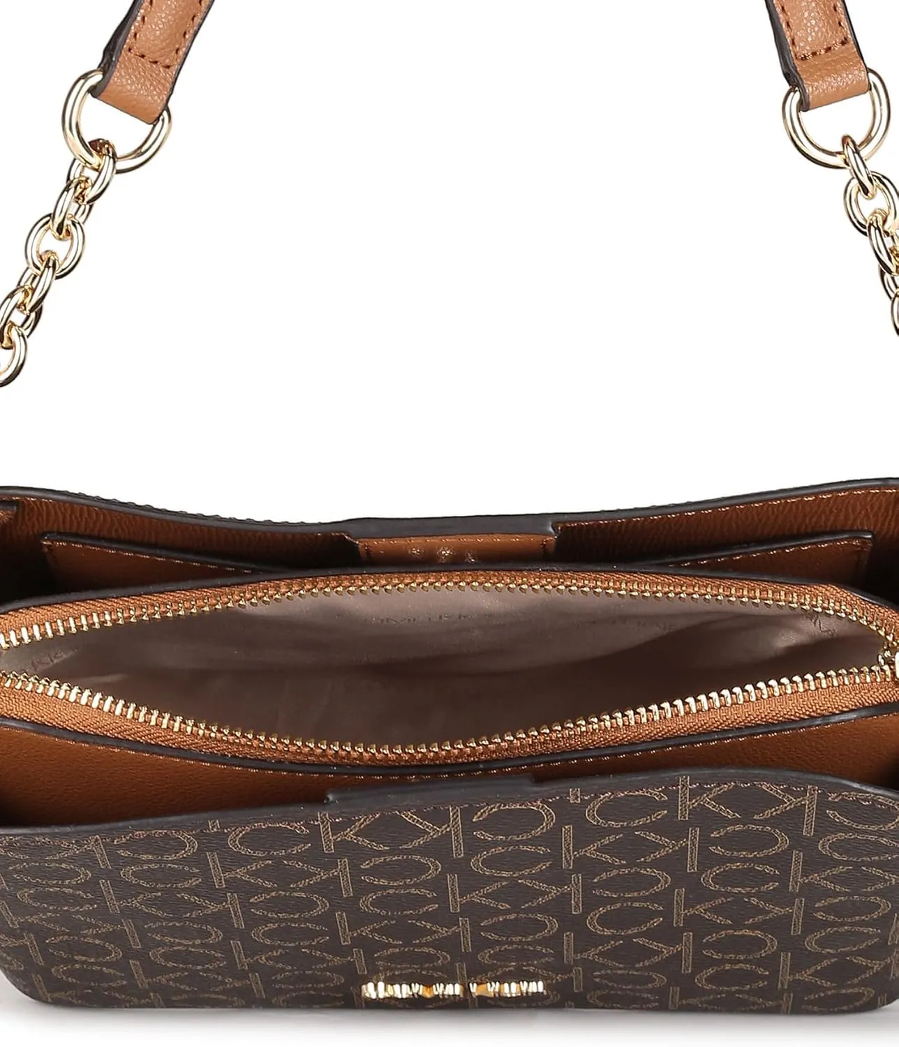 Calvin Klein Women's Hailey Signature Triple Compartment Chain Crossbody