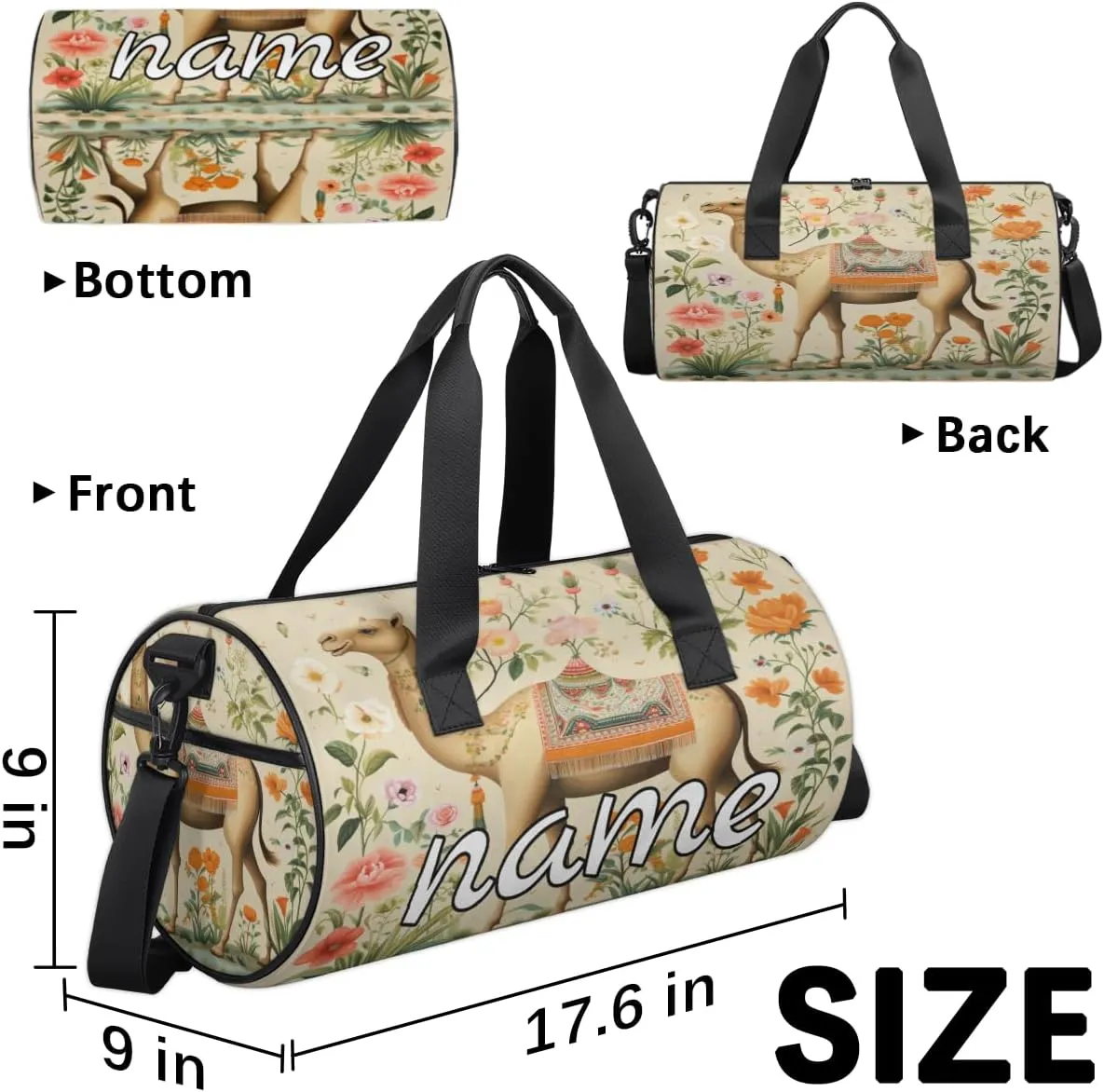 Camel Personalized Dance Bags, Camel Custom Sport Duffel Bag Travel Duffle Bag Overnight Weekender Bag