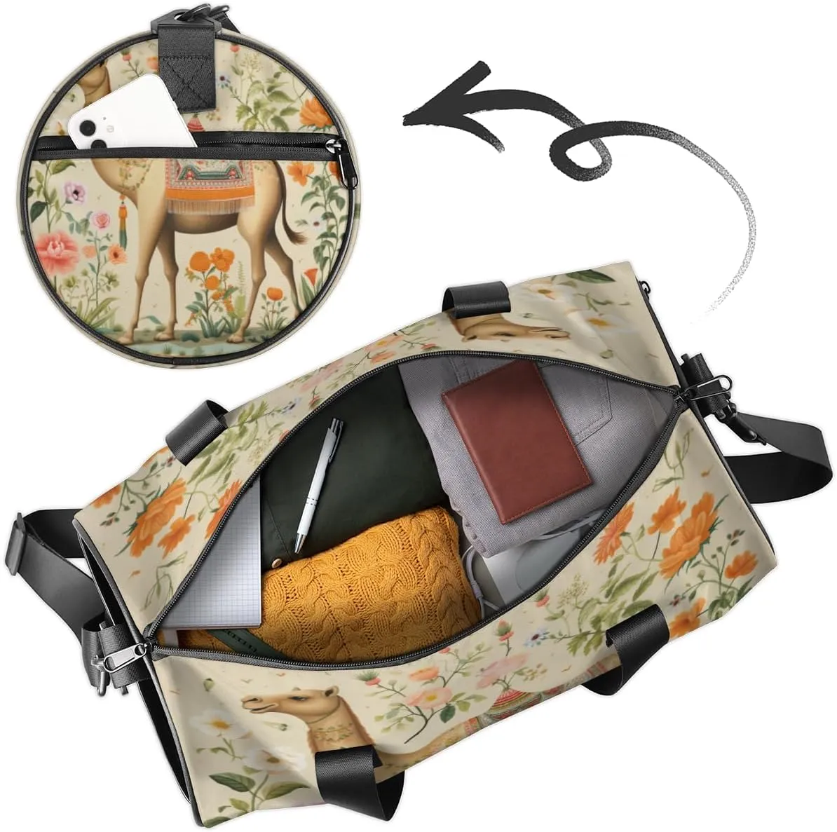 Camel Personalized Dance Bags, Camel Custom Sport Duffel Bag Travel Duffle Bag Overnight Weekender Bag