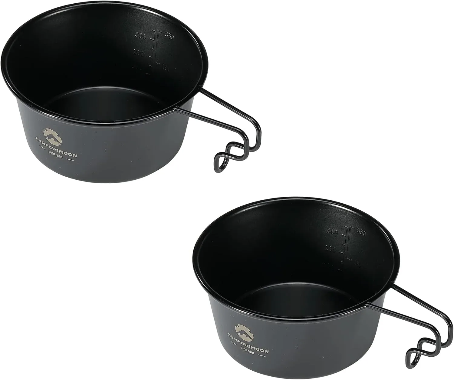 CAMPINGMOON 2pcs Set Stainless Steel Deep Type Camping Sierra Cup 15oz, 450ml Black BKS-360-2P