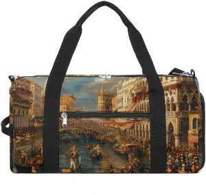 Canalettos Bucentaur's Return Venice Italy Gym Bag for Men Women Lightweight Duffel Bag Sports Workout Bag for Travel Yoga