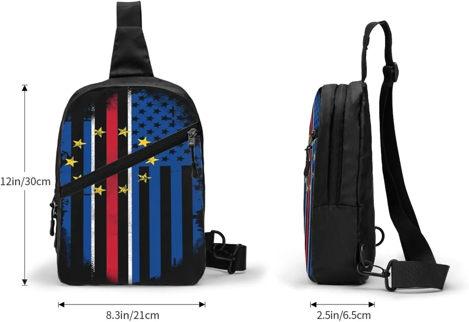 Cape Verdean American Flag Cabo Verde Portable Sling Bags Packable Crossbody Bag Foldable Sport Daypack Reusable Shoulder Backpack Diagonally Chest Bag for Workout Travel