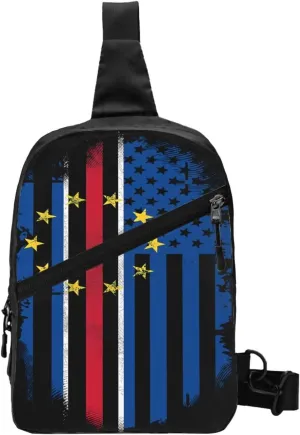 Cape Verdean American Flag Cabo Verde Portable Sling Bags Packable Crossbody Bag Foldable Sport Daypack Reusable Shoulder Backpack Diagonally Chest Bag for Workout Travel