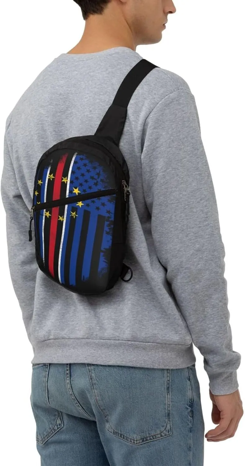 Cape Verdean American Flag Cabo Verde Portable Sling Bags Packable Crossbody Bag Foldable Sport Daypack Reusable Shoulder Backpack Diagonally Chest Bag for Workout Travel