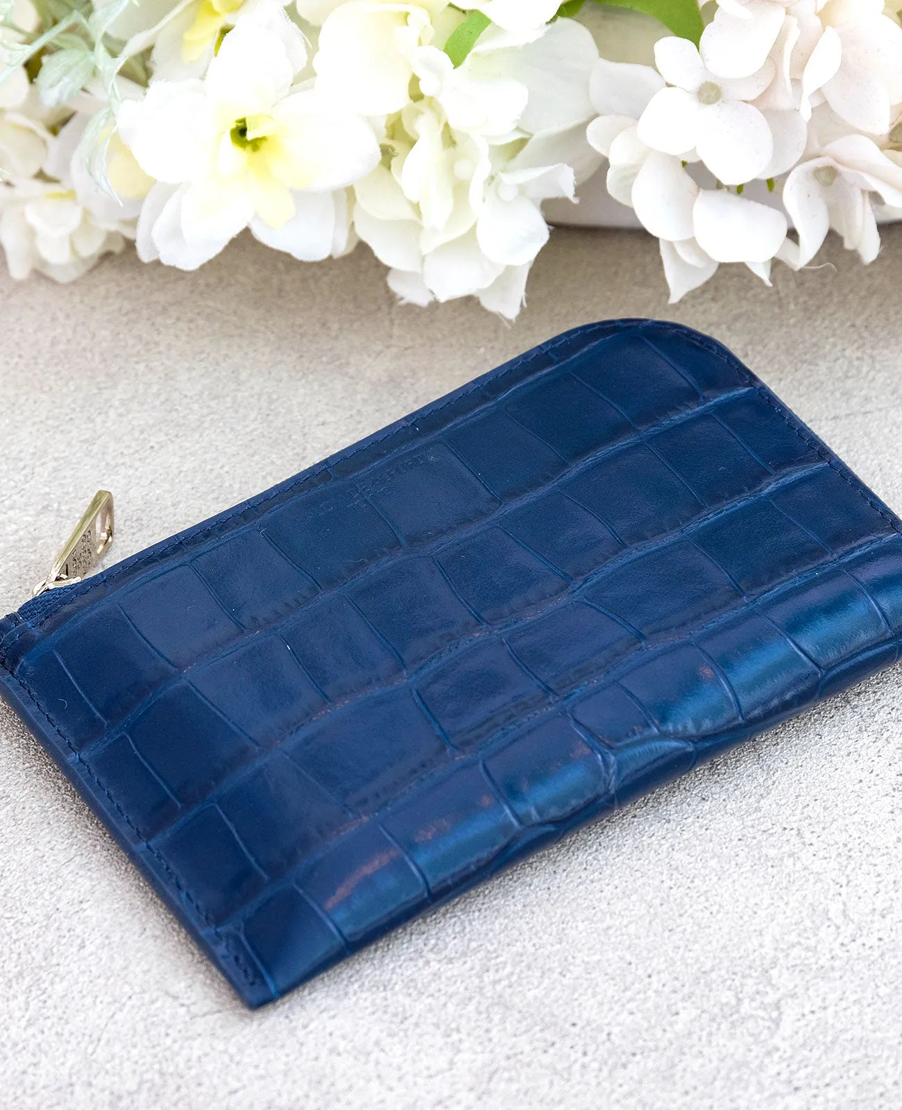 Carry L-shaped Mini Wallet, Italian Croco Embossed Leather Edition 1571