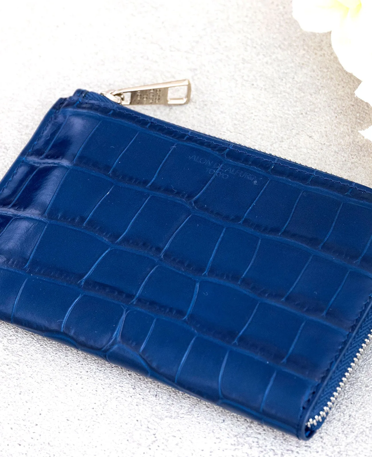 Carry L-shaped Mini Wallet, Italian Croco Embossed Leather Edition 1571