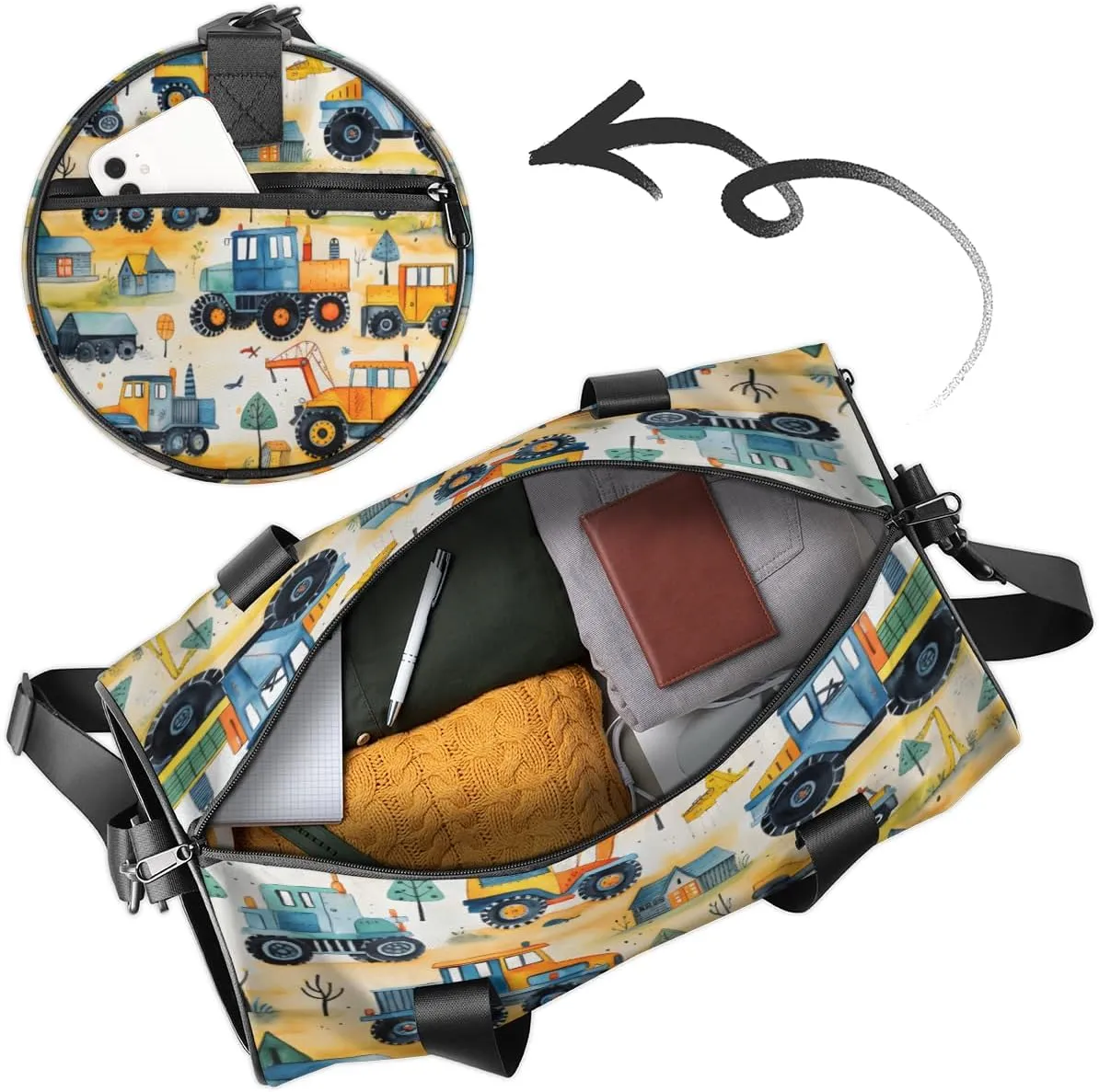 Cartoon Cars Personalized Dance Bags, Cartoon Cars Custom Sport Duffel Bag Travel Duffle Bag Overnight Weekender Bag