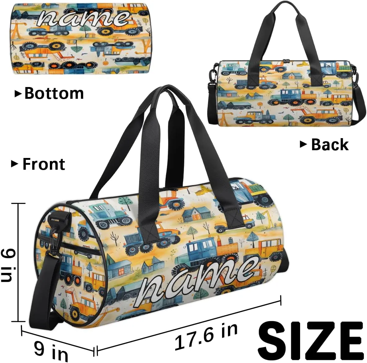 Cartoon Cars Personalized Dance Bags, Cartoon Cars Custom Sport Duffel Bag Travel Duffle Bag Overnight Weekender Bag