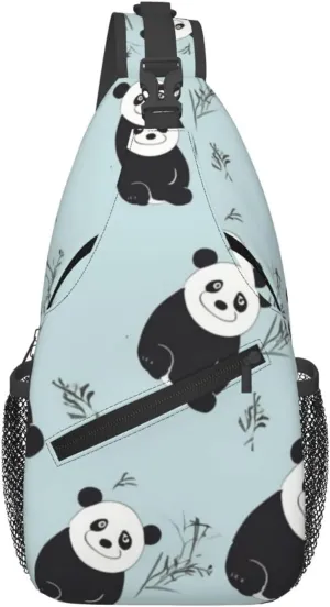 Cartoon Panda Bear Crossbody Bags for Men Women Fashion Sling Backpack Casual Chest Bag Travel Hiking Daypack