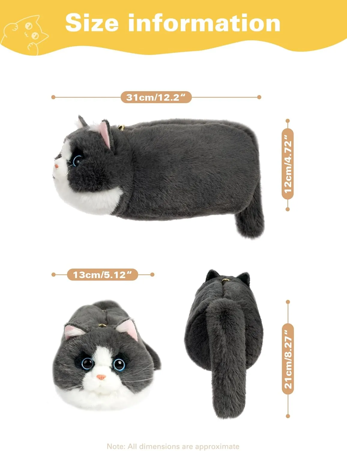 Cat Crossbody Bag Cat Shaped Purse with Adjustable Strap and Metal Chain, Cat Purse for Women