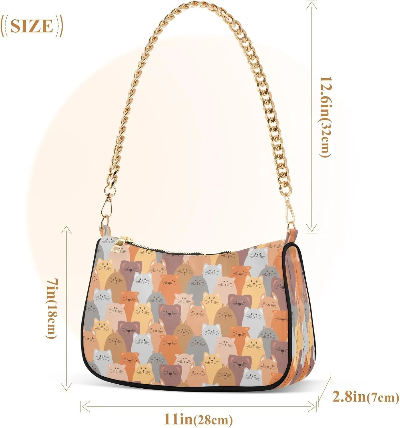 Cat Shoulder Purses for Women,Cat Shoulder Bag Purse Womens Crescent Crossbody Bag