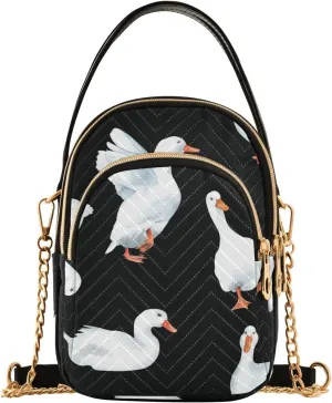 Chain Crossbody Bags for Women Quilted Duck Village Pekin Ducks Shoulder Bag Handbag Trendy Cross Body Cell Phone Crossbody Purses for Travel Women