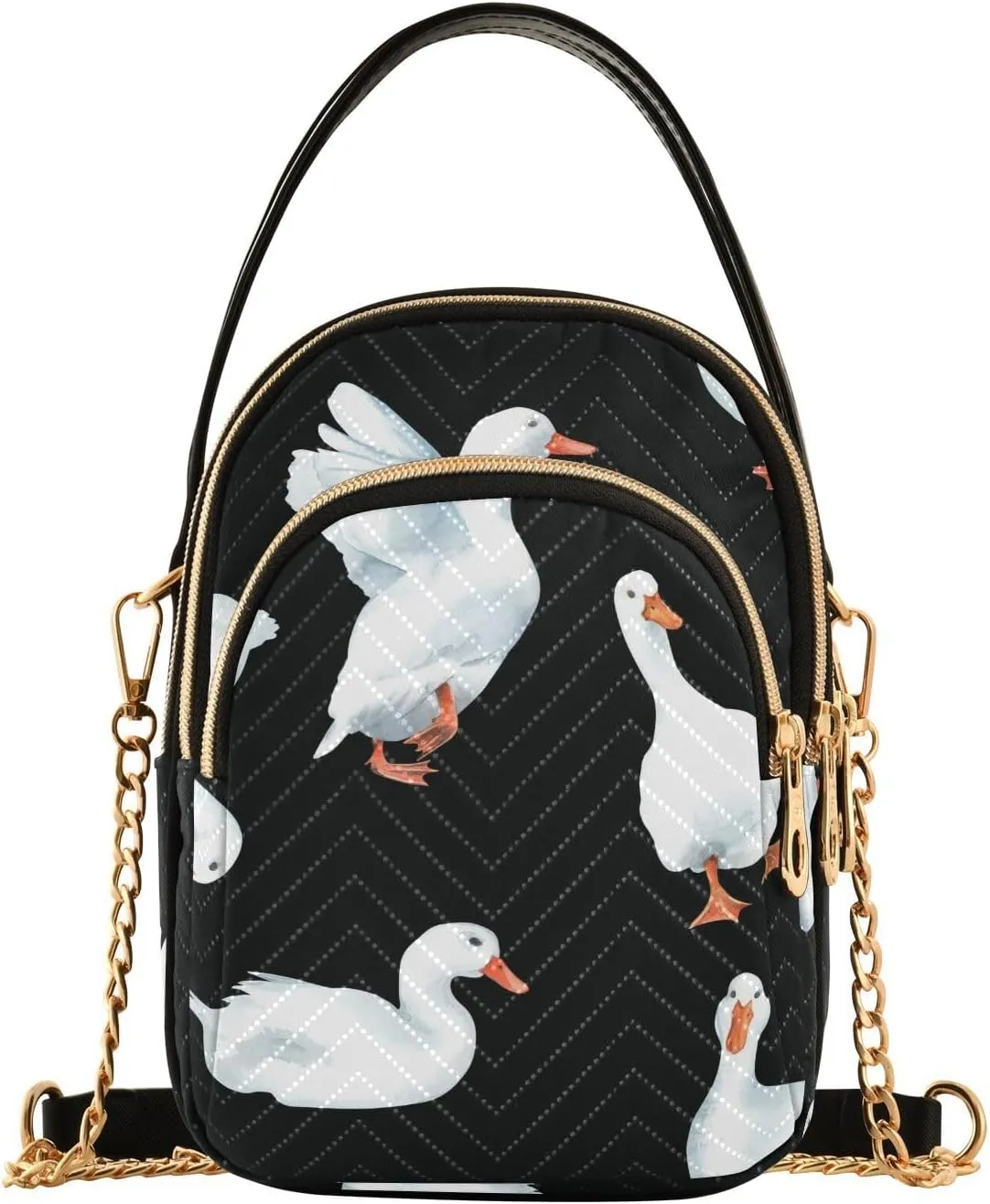 Chain Crossbody Bags for Women Quilted Duck Village Pekin Ducks Shoulder Bag Handbag Trendy Cross Body Cell Phone Crossbody Purses for Travel Women