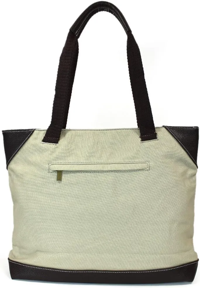 CHALA Canvas Tote Bag - Women Shoulder Purse with Detachable Charm/Keychain