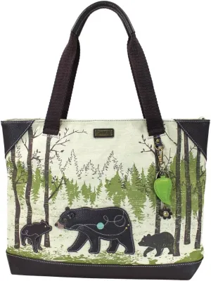 CHALA Canvas Tote Bag - Women Shoulder Purse with Detachable Charm/Keychain