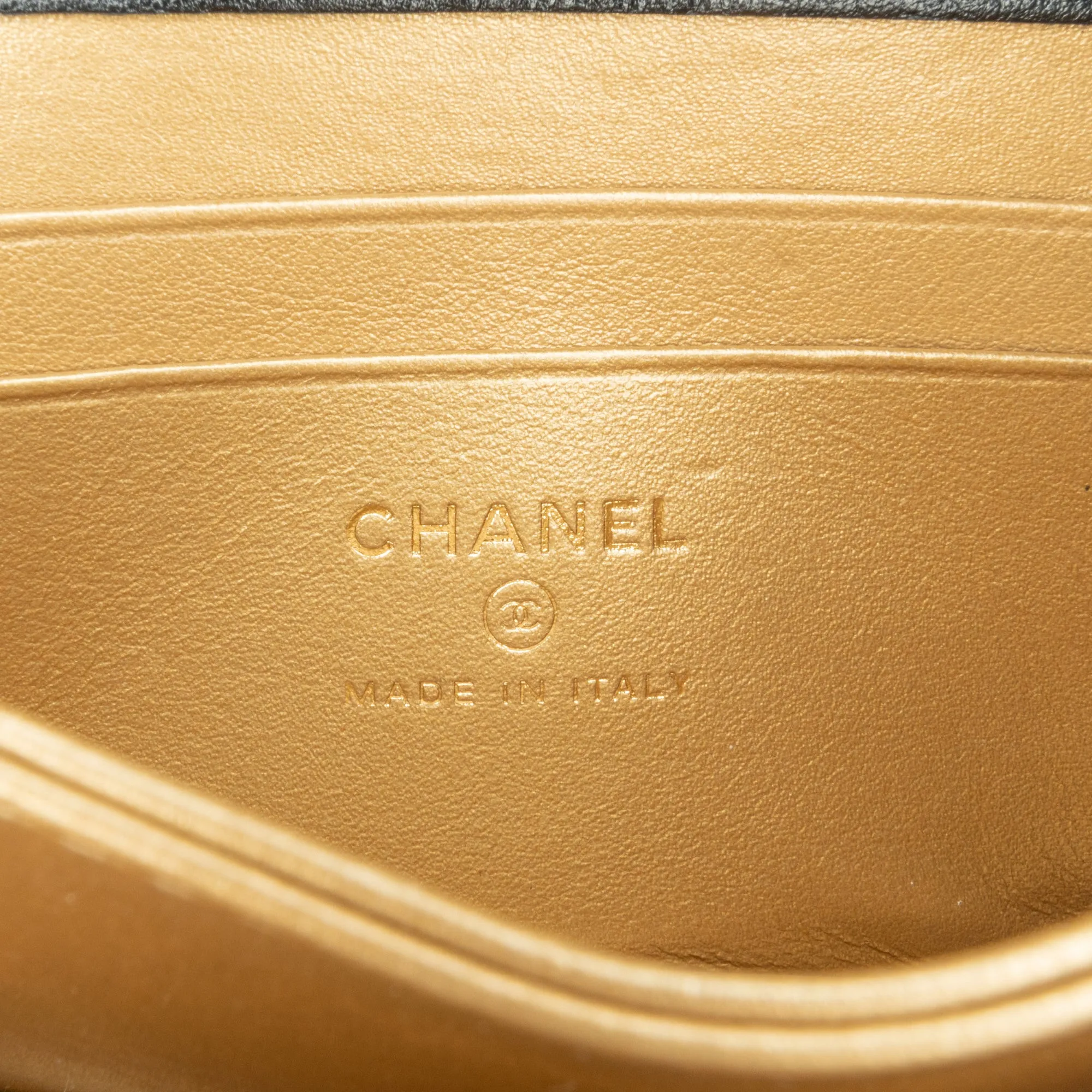 Chanel Quilted Calfskin Strass Card Holder On Chain