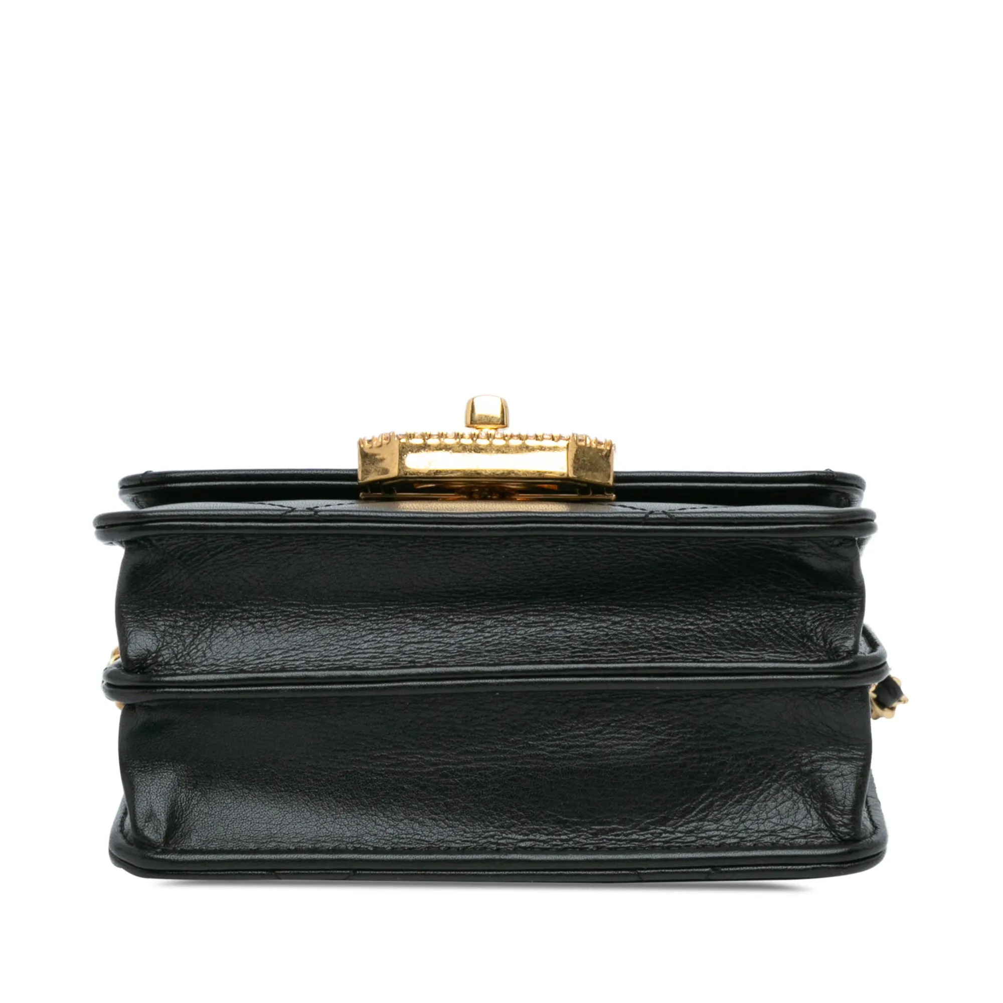 Chanel Quilted Calfskin Strass Card Holder On Chain