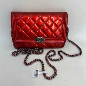 Chanel Red Quilted Leather Wallet on Chain (WOC) Handbag