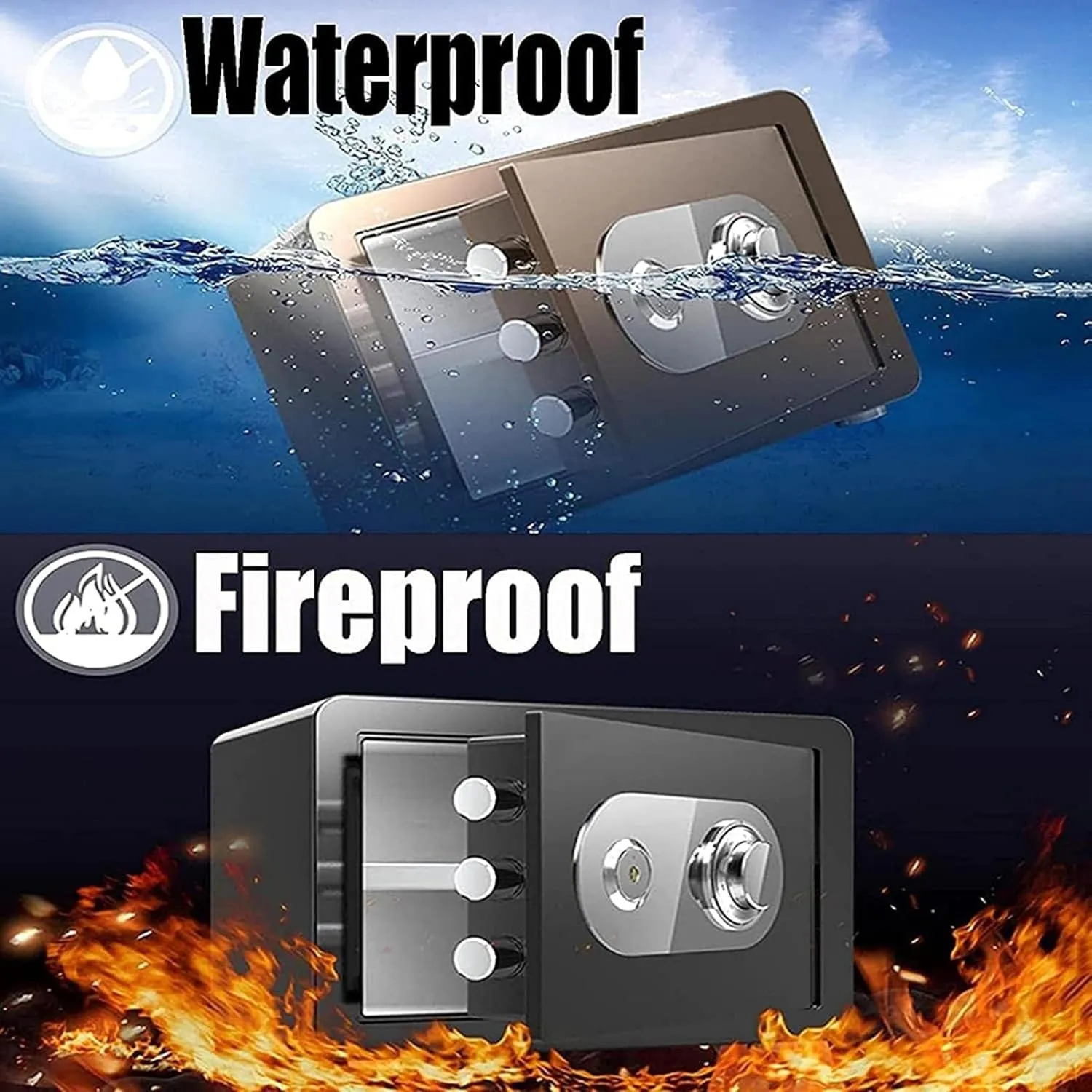 chaner Strongbox Home Safe Safe Lock Box Small Fireproof Steel Small Wall-Mounted Security Box with Key Home Office Business Hotel Secur chaner (Coffee d A)