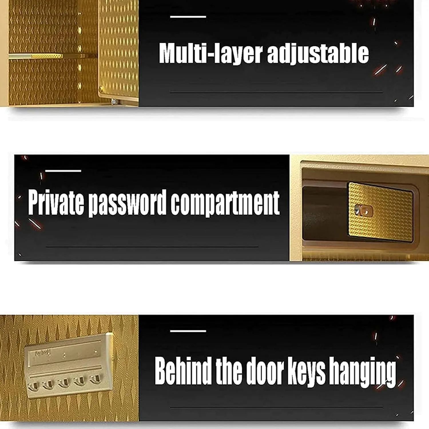 chaner Strongbox Home Safe Safe Lock Box Small Fireproof Steel Small Wall-Mounted Security Box with Key Home Office Business Hotel Secur chaner (Coffee d A)