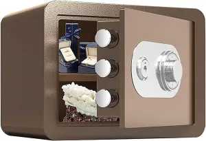 chaner Strongbox Home Safe Safe Lock Box Small Fireproof Steel Small Wall-Mounted Security Box with Key Home Office Business Hotel Secur chaner (Coffee d A)