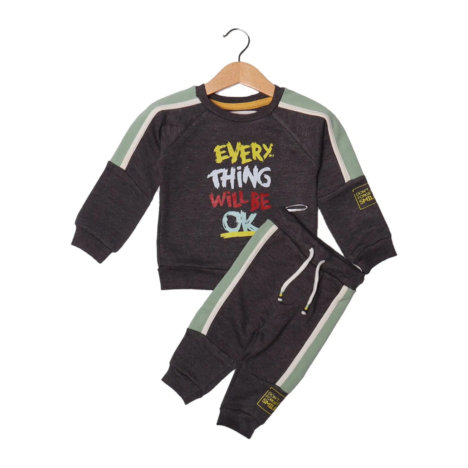 CHARCOAL GREY EVERYTHING WILL BE OK & TROUSER PRINTED SUIT