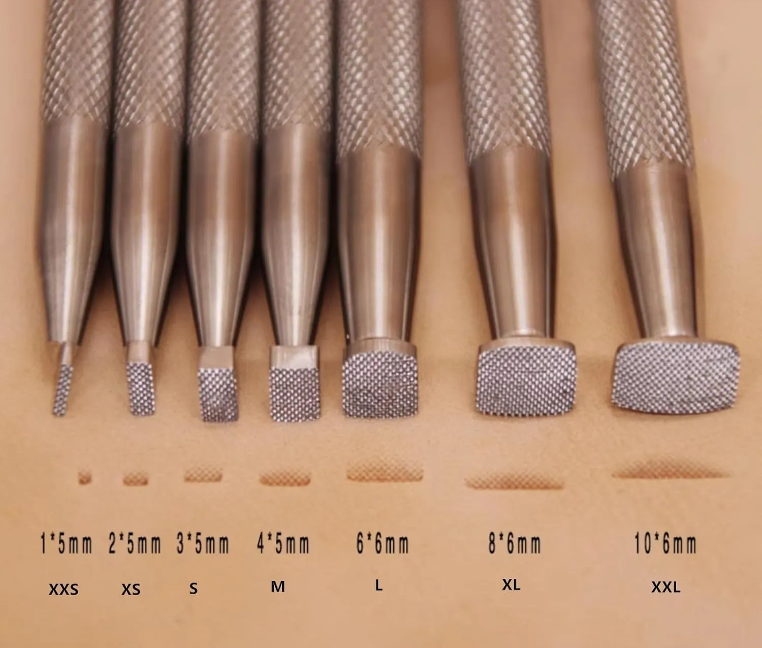 Checkered Stamps Leather Stamping Undercut Beveler - One Piece or Set of 7 Leather Stamping Tools in Stainless Steel (XS, 1 Piece)