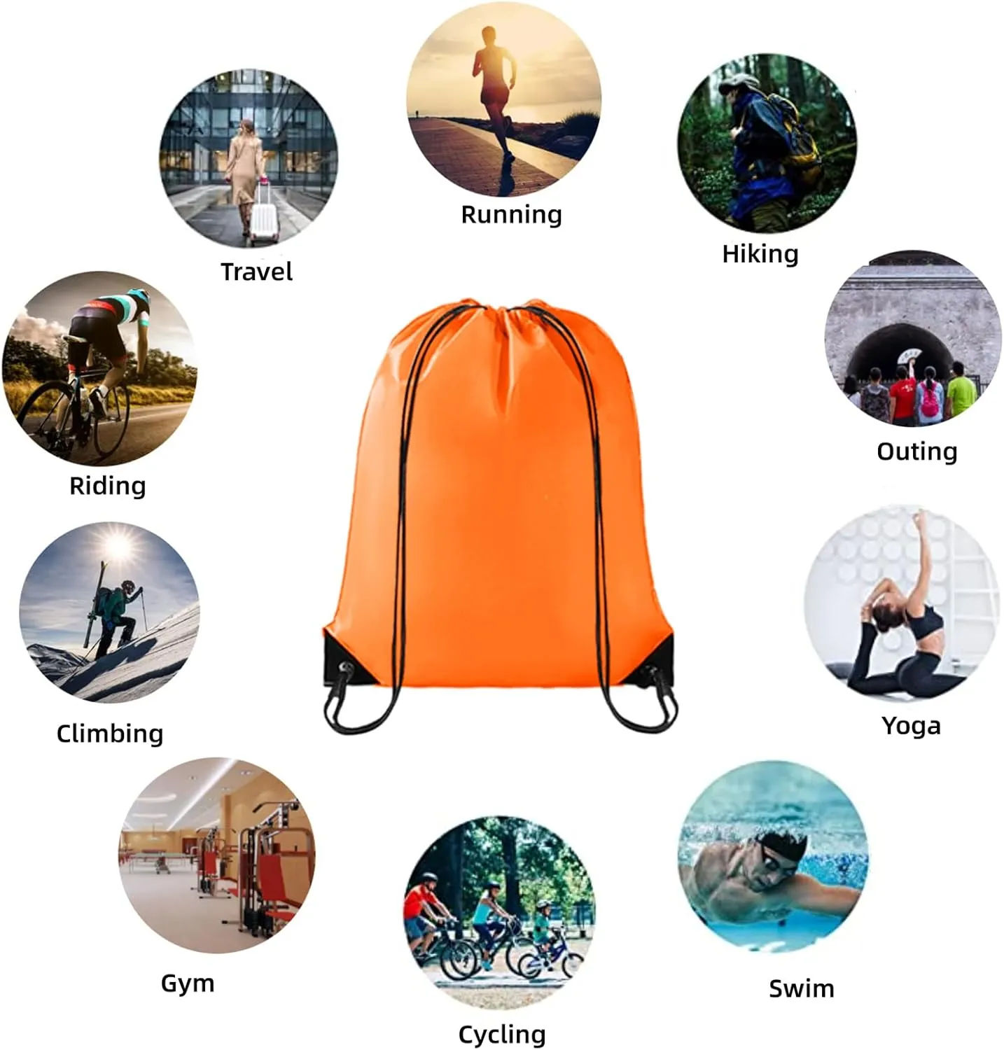 CHEPULA Drawstring Bags Bulk Drawstring Backpack Large Draw String Back Sack (Orange-20pcs)