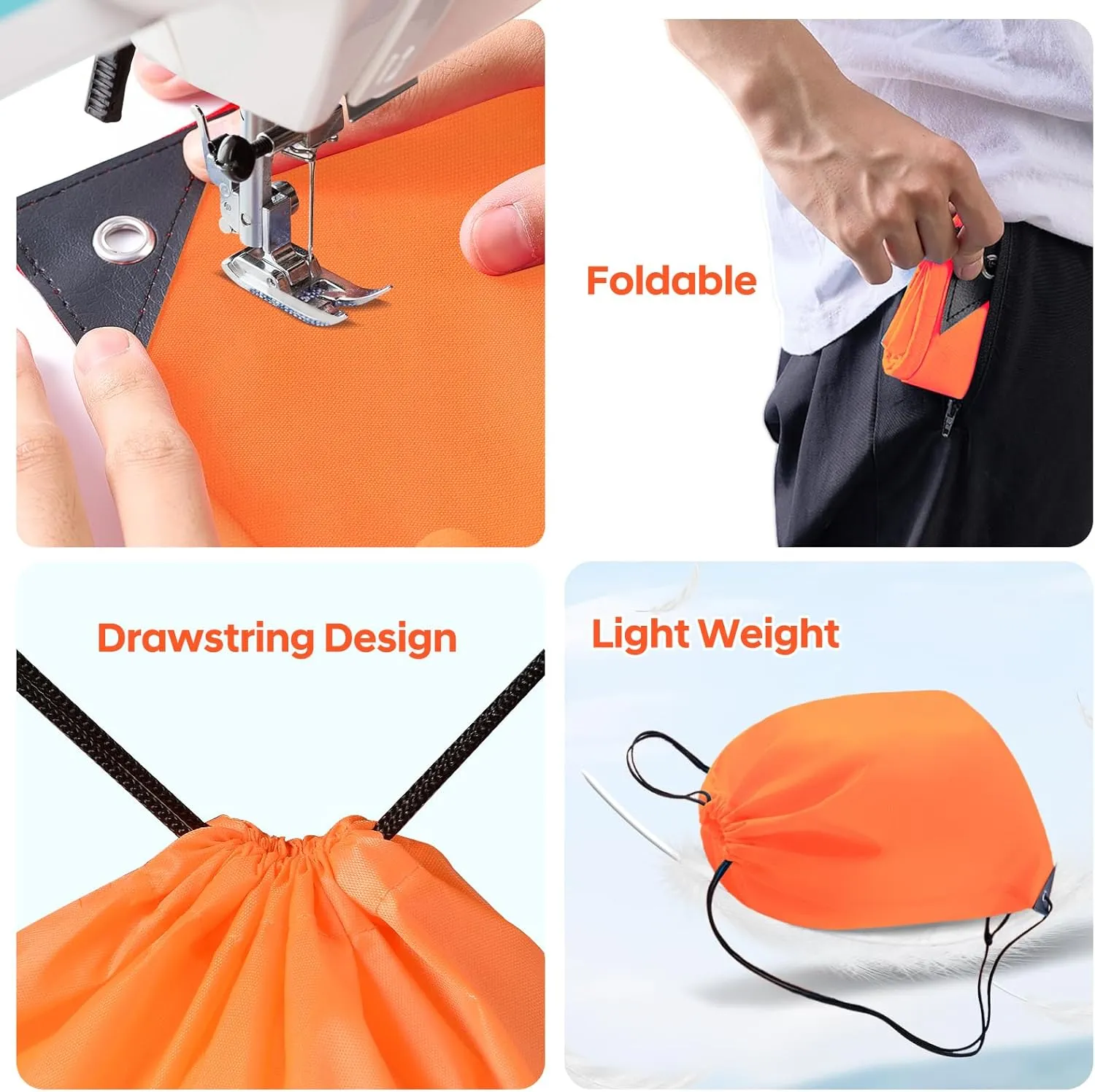 CHEPULA Drawstring Bags Bulk Drawstring Backpack Large Draw String Back Sack (Orange-20pcs)