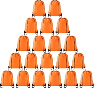 CHEPULA Drawstring Bags Bulk Drawstring Backpack Large Draw String Back Sack (Orange-20pcs)
